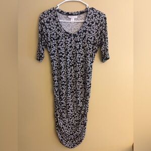 Floral Black and White Maternity Dress